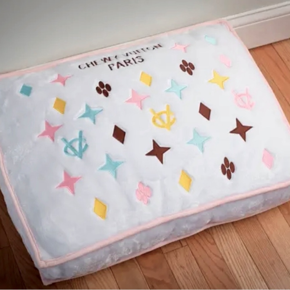 White Chewy Vuiton Dog Bed 💕